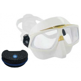 Masque SPHERA blanc et doré + sacoche rigide AQUALUNG